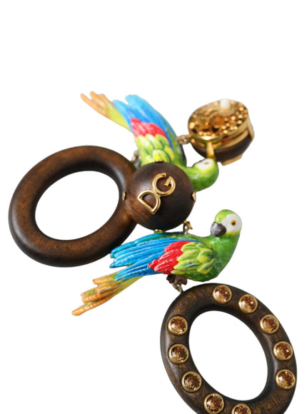 Dolce & Gabbana parrot earrings, detailed view