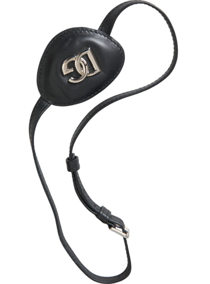 Black calfskin eye patch featuring Dolce & Gabbana logo