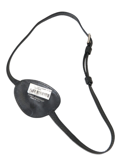 Back view of Dolce & Gabbana leather eye patch with strap