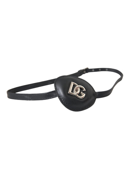 Dolce & Gabbana black leather eye patch with metal DG logo