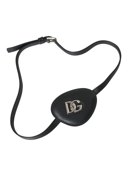 Dolce & Gabbana black leather eye patch with metal DG logo