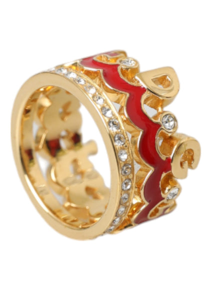 Dolce & Gabbana DG crown ring with red enamel detail