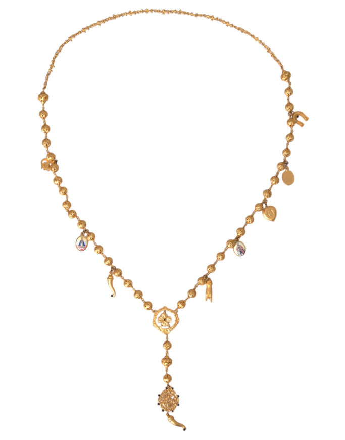 Dolce & Gabbana gold tone chain beaded Sicily necklace