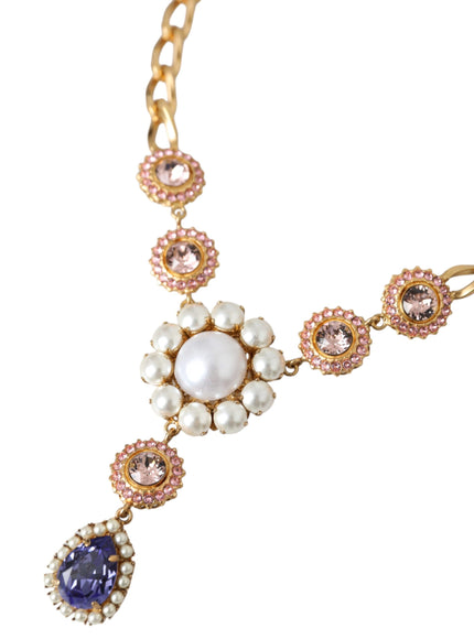 Detail of Dolce & Gabbana necklace with pearl and crystal design