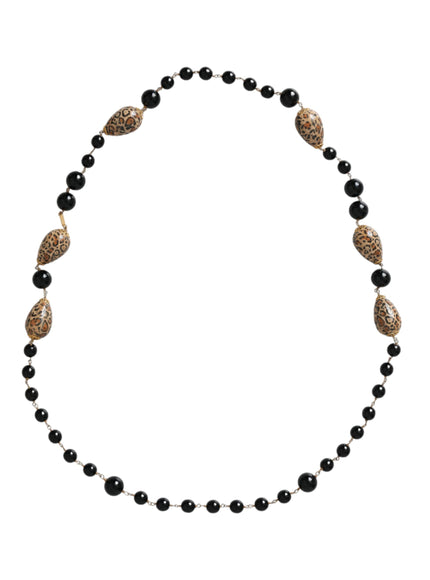 Dolce & Gabbana gold tone brass black beaded necklace