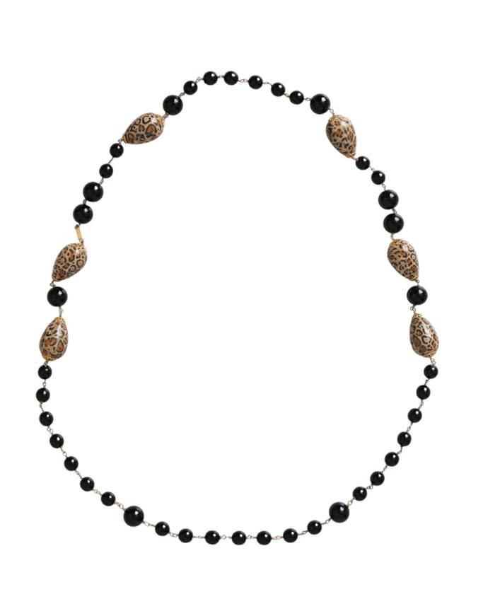 Dolce & Gabbana gold tone brass black beaded necklace