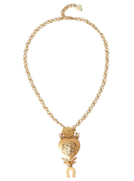 Dolce & Gabbana gold brass chain necklace with heart charm