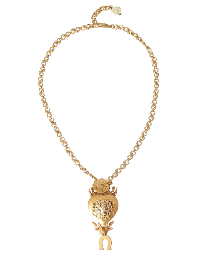 Dolce & Gabbana gold brass chain necklace with heart charm