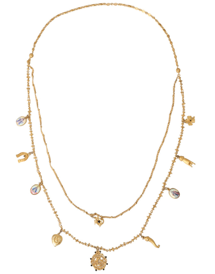 Dolce & Gabbana gold tone chain charm necklace