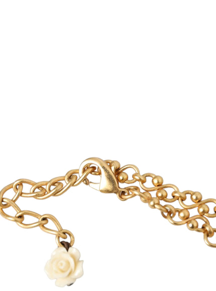 Gold necklace clasp with floral charm