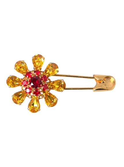 Dolce & Gabbana gold floral crystal brooch pin