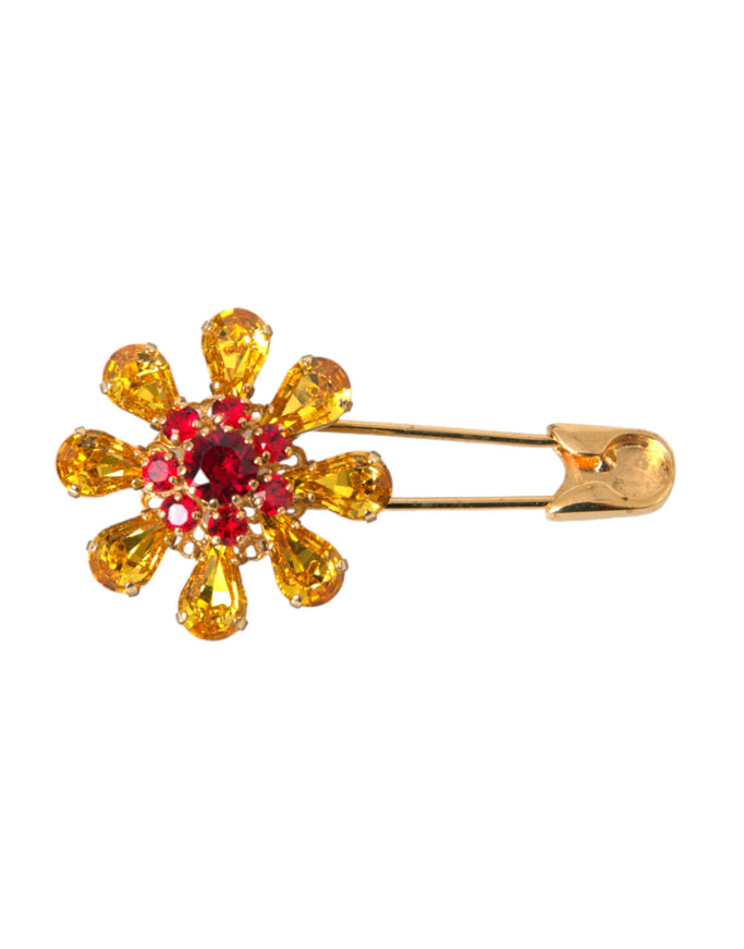 Dolce & Gabbana gold floral crystal brooch pin