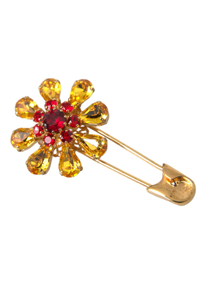 Dolce & Gabbana gold floral crystal brooch pin