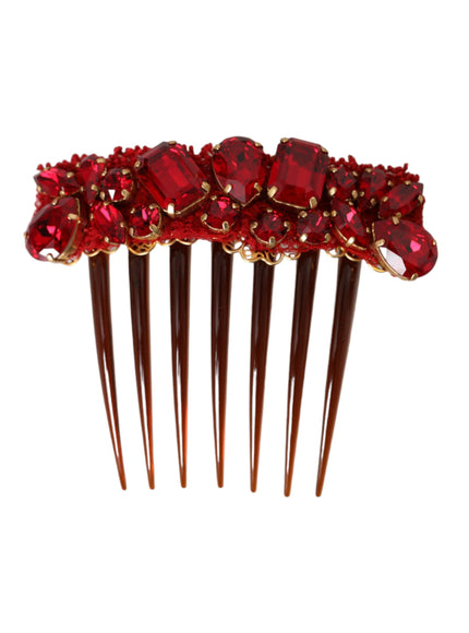 Dolce & Gabbana red crystal hair pin with gold brass accents