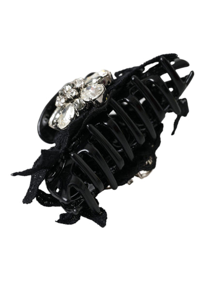 Side view of black crystal brooch hair pin