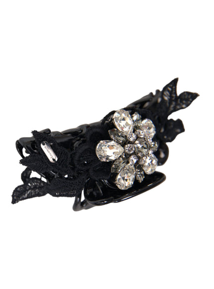 Elegant black hair pin with crystal brooch