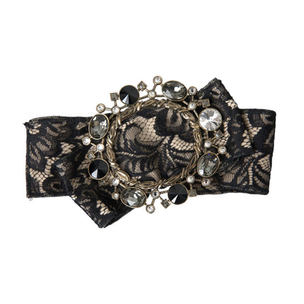 Dolce & Gabbana Black Lace Crystal Handmade Brooch Hair Pin