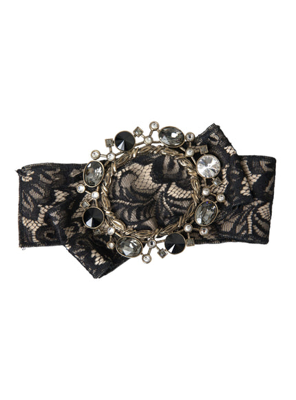 Dolce & Gabbana Black Lace Crystal Handmade Brooch Hair Pin