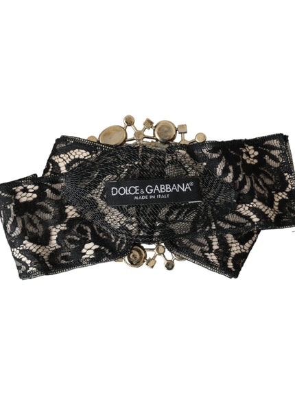 Dolce & Gabbana Black Lace Crystal Handmade Brooch Hair Pin