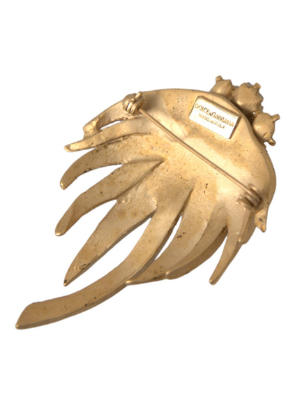 Reverse side of gold brass leaf brooch pin