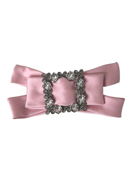 Dolce & Gabbana pink satin crystal brooch hair pin front view