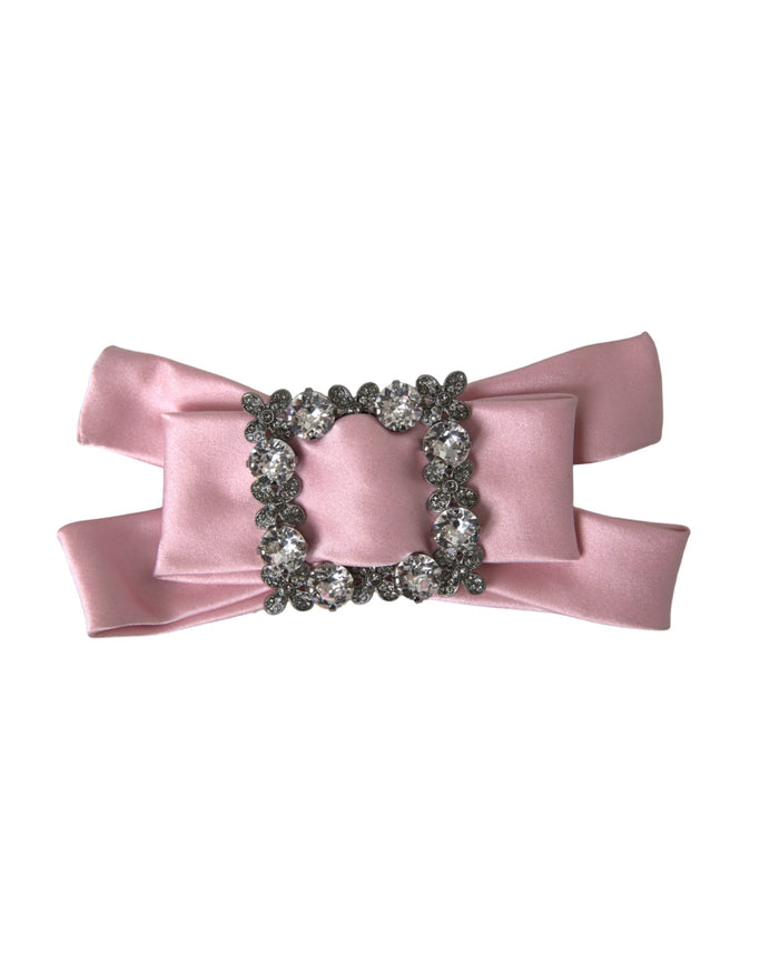 Dolce & Gabbana pink satin crystal brooch hair pin front view