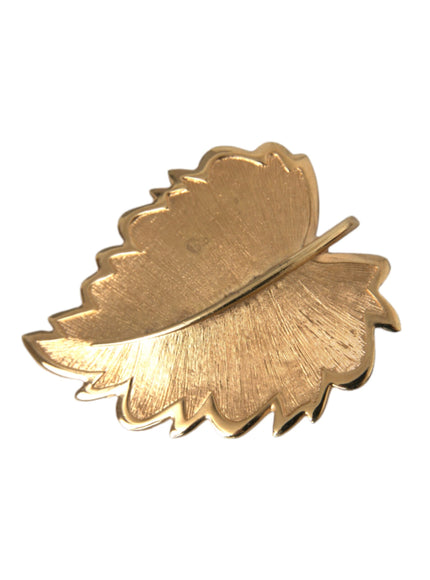 Dolce & Gabbana gold brass leaf brooch front view