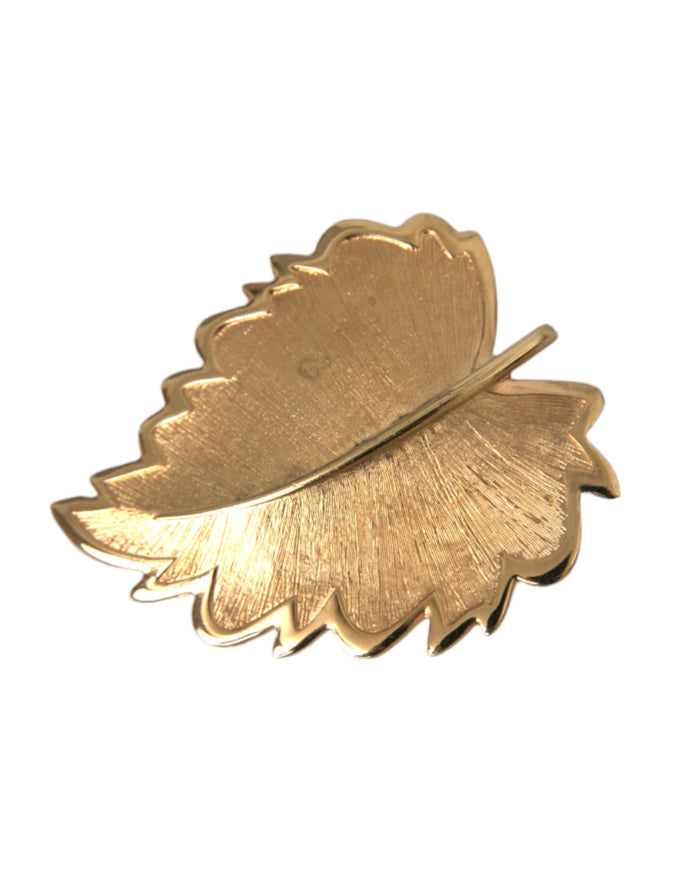 Dolce & Gabbana gold brass leaf brooch front view