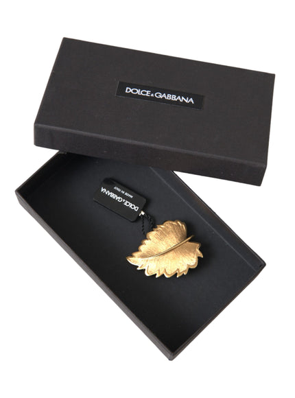 Dolce & Gabbana gold brass leaf brooch in box