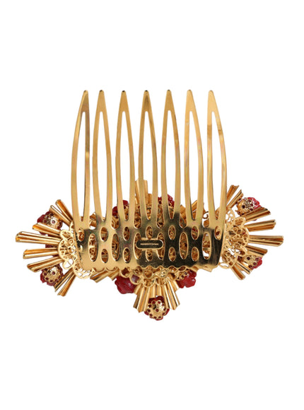 Back view of Dolce & Gabbana gold floral hair comb