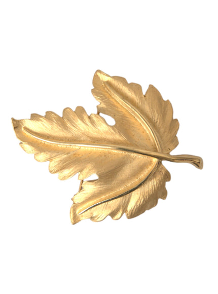 Dolce & Gabbana gold brass leaf brooch pin angled view