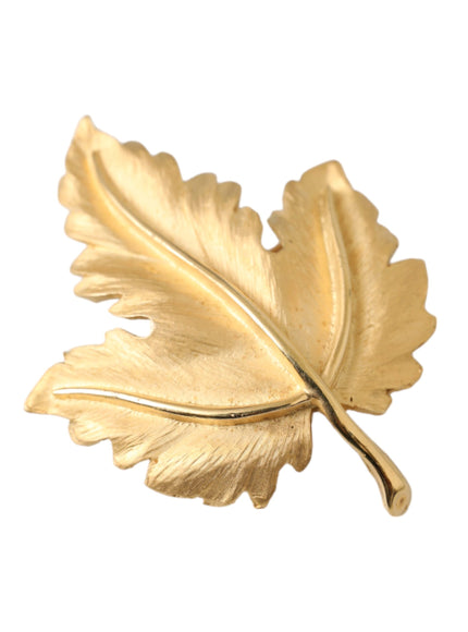 Dolce & Gabbana gold brass leaf brooch pin front view