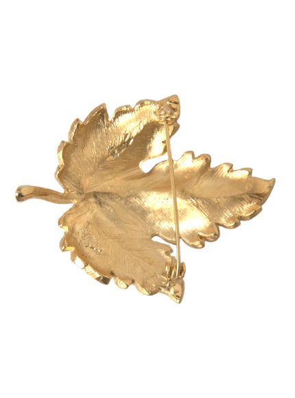 Dolce & Gabbana gold brass leaf brooch pin back view