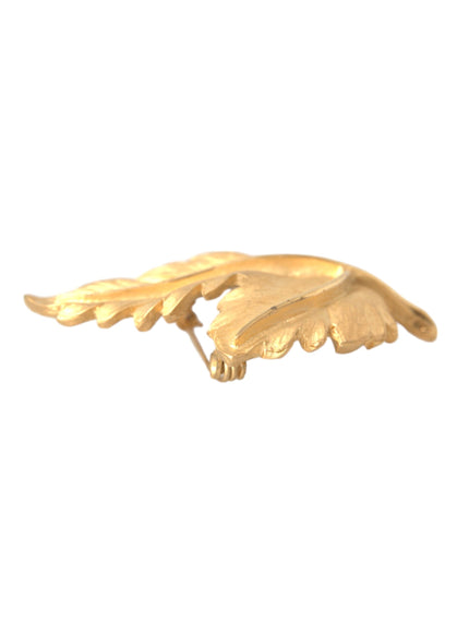 Dolce & Gabbana gold brass leaf brooch pin edge view