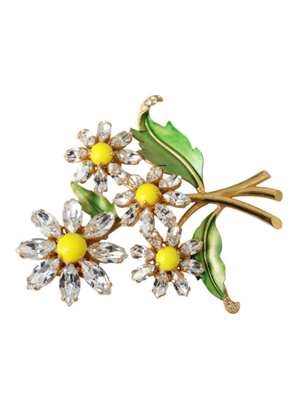 Dolce & Gabbana gold filigree flower brooch with crystals