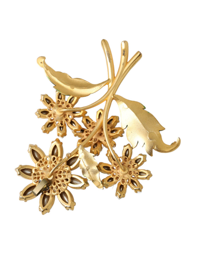 Back view of Dolce & Gabbana gold flower brooch