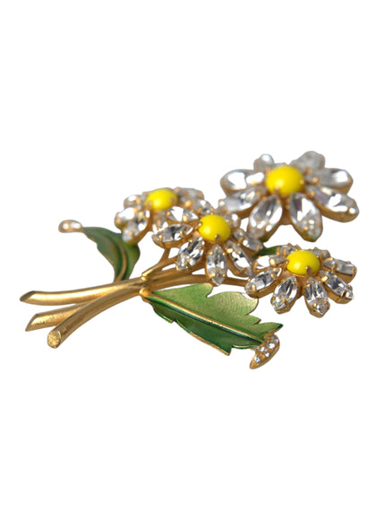 Side angle of Dolce & Gabbana flower brooch with crystals