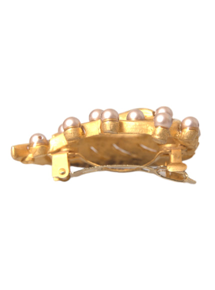 Dolce & Gabbana gold brooch with pearls, side angle