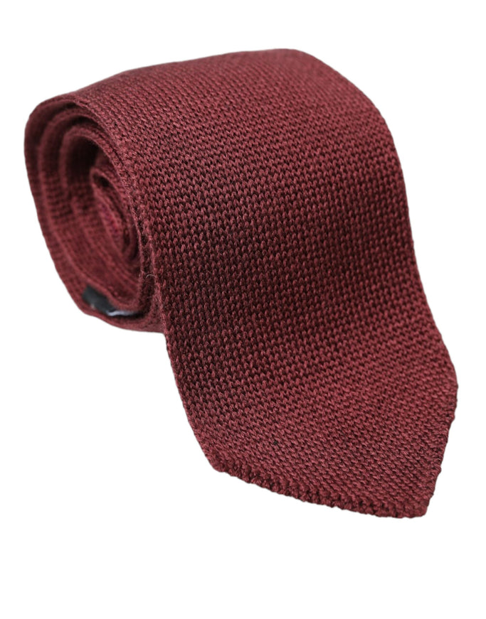 Dolce & Gabbana Bordeaux silk patterned tie rolled