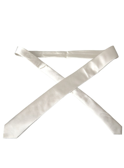 Dolce & Gabbana white silk tie laid flat