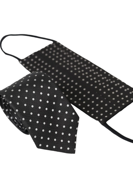 Dolce & Gabbana black white polka dots silk necktie face mask