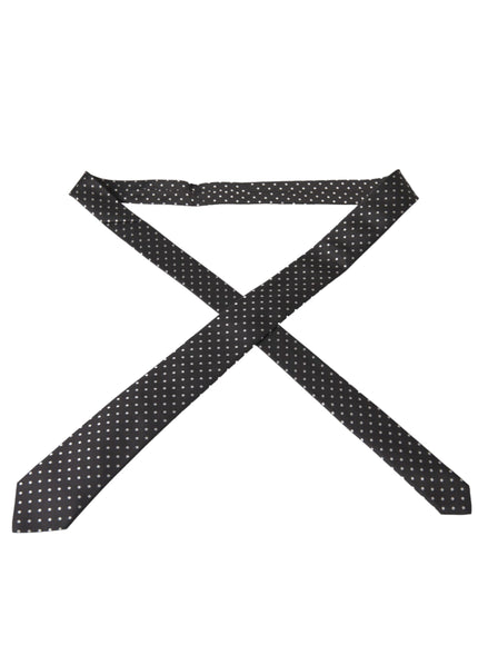 Dolce & Gabbana black white polka dots silk necktie extended