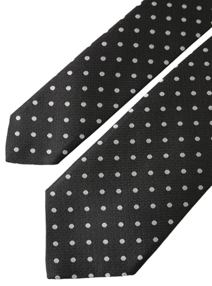 Dolce & Gabbana black white polka dots silk necktie detail