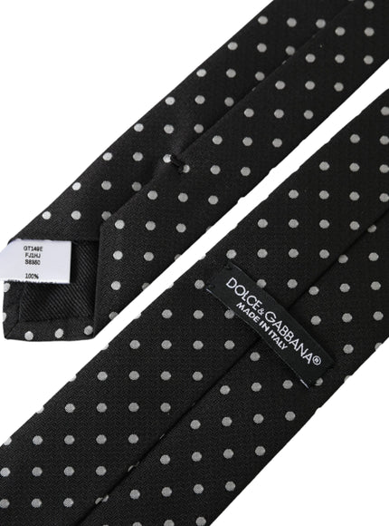 Dolce & Gabbana black white polka dots silk necktie label