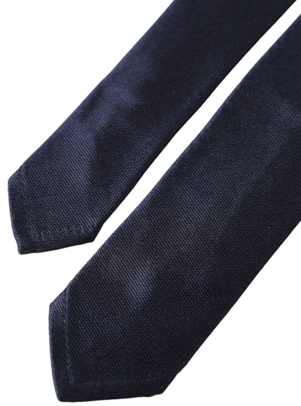 Close-up of blue silk tie ends