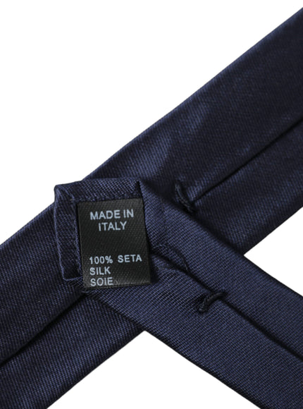 Made in Italy tag on blue silk tie