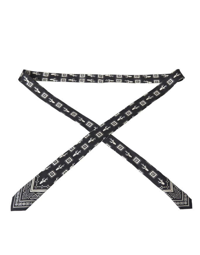 Dolce & Gabbana black white patterned silk tie extended