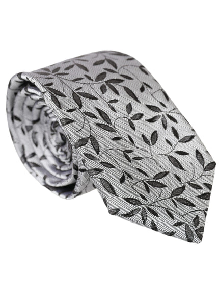 Dolce & Gabbana gray leaves silk tie rolled