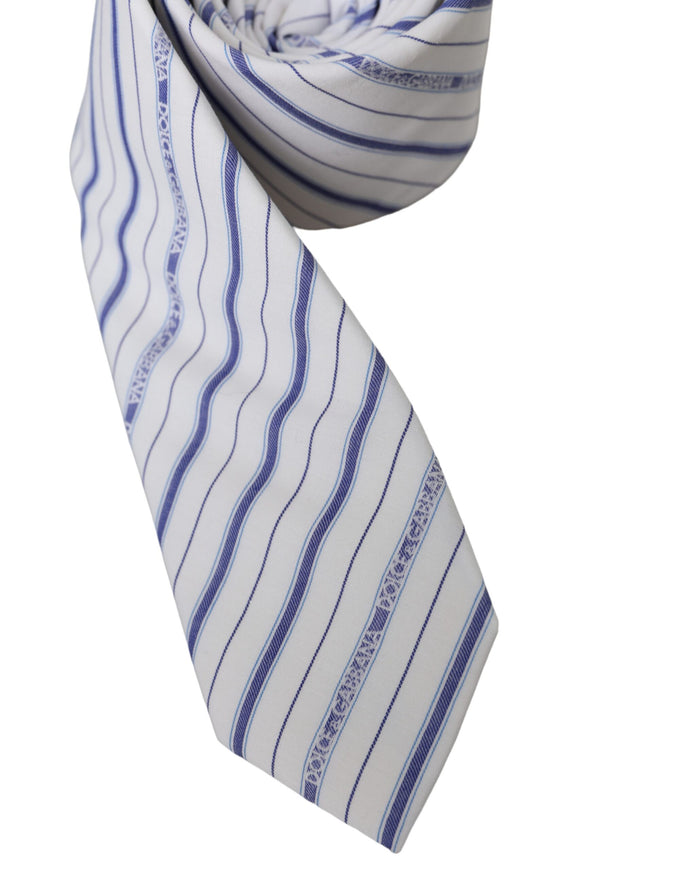 Close-up of Dolce & Gabbana silk tie with blue stripes