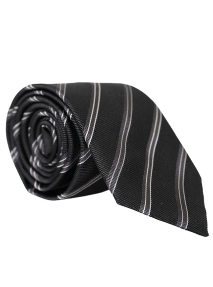 Dolce & Gabbana black white striped silk tie rolled